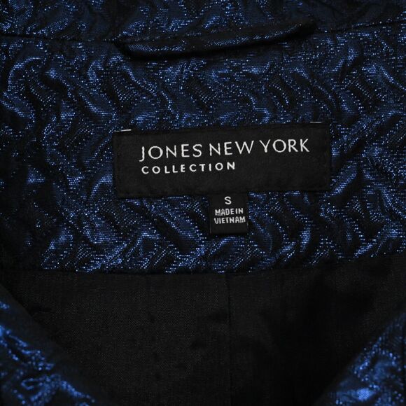JONES NEW YORK Jacket Womens Sz S Blue Metallic Quilted Herringbone Button Front - Picture 7 of 13
